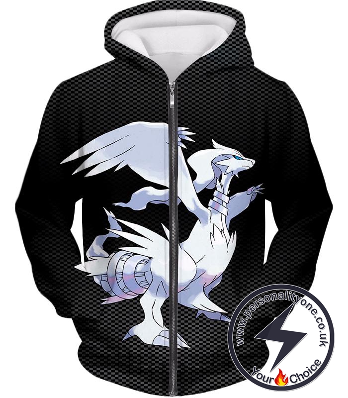 Pokemon Black and White Legendary Pokemon Reshiram Cool Black Zip Up Hoodie